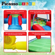 PicassoTiles KC106 Jump & Slide Inflatable Bouncing House (Pit Ball Included)   569755017